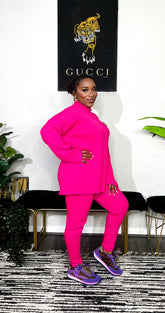 Arman Sleek 3 Piece Turtle Neck Sweater Set (Pink)
